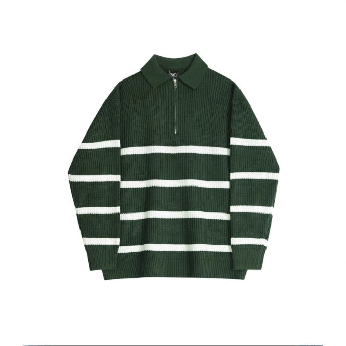 Casual Knitted Top With Half Zip Loose-Fit Mens Jacket