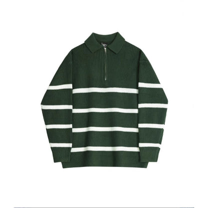 Casual Knitted Top With Half Zip Loose-Fit Mens Jacket