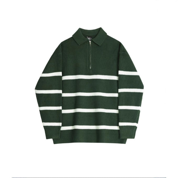 Casual Knitted Top With Half Zip Loose-Fit Mens Jacket