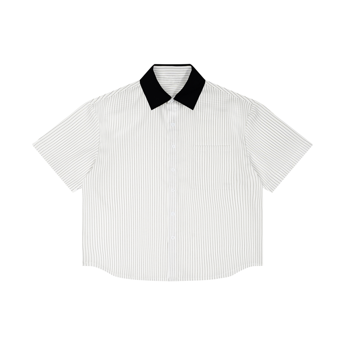 Unisex Striped Boxy Contrast Collar Shirt
