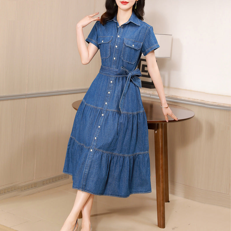 Cotton Long Skirt Denim Dress