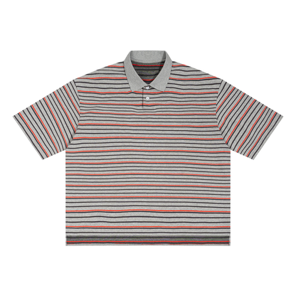 Unisex Striped Boxy Collared Polo Shirt