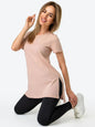 Slit Loose Round Neck Short Sleeve Sweater