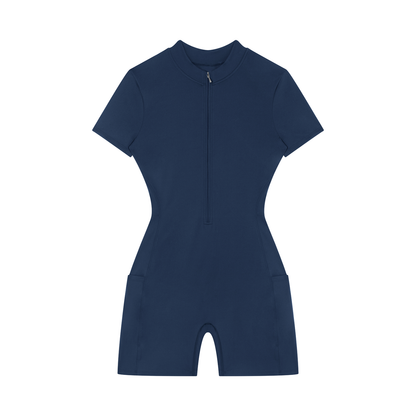 Women's Quarter-Zip Short Sleeve Romper