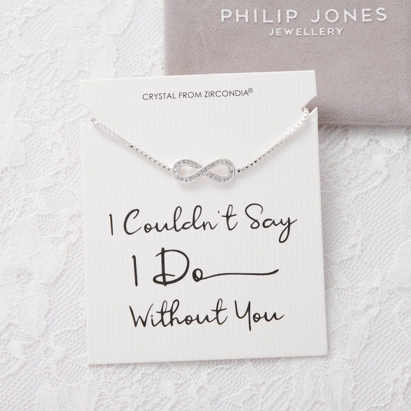 Silver Plated I Couldn't Say I Do Without You Infinity Bridal Bracelet with Zircondia® Crystals