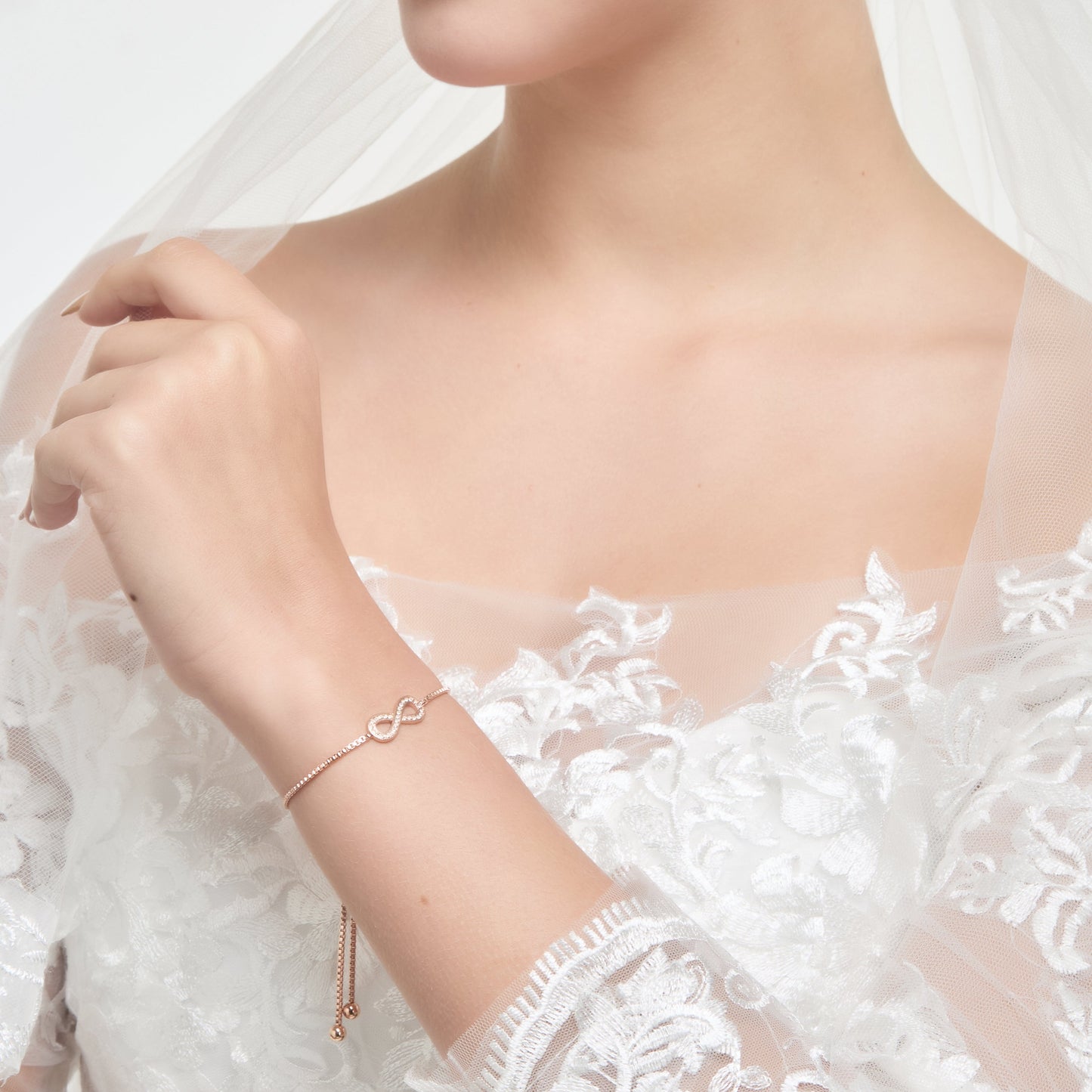 Rose Gold Plated I Couldn't Say I Do Without You Infinity Bridal Bracelet with Zircondia® Crystals