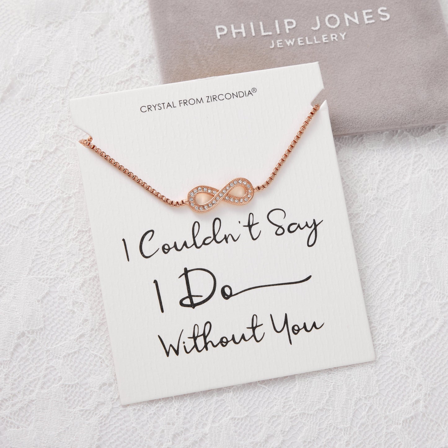 Rose Gold Plated I Couldn't Say I Do Without You Infinity Bridal Bracelet with Zircondia® Crystals