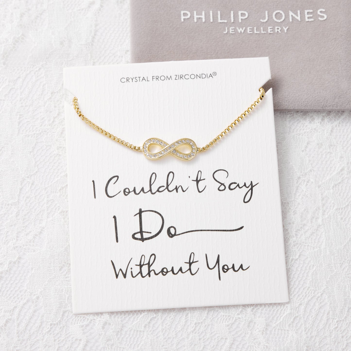 Gold Plated I Couldn't Say I Do Without You Infinity Bridal Bracelet with Zircondia® Crystals