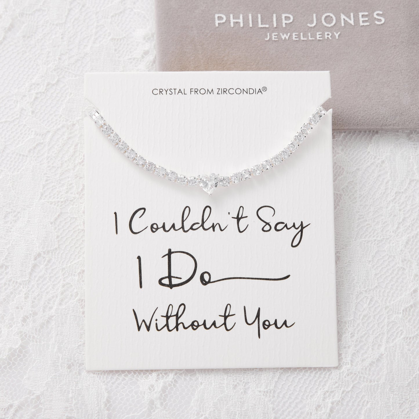 Silver Plated I Couldn't Say I Do Without You Heart Solitaire Bridal Bracelet with Zircondia® Crystals