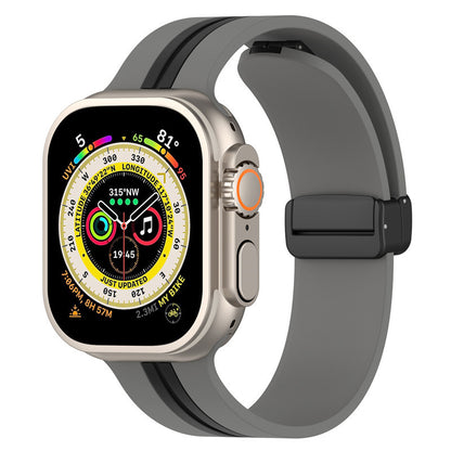 Magnetic Buckle Striped Two-tone