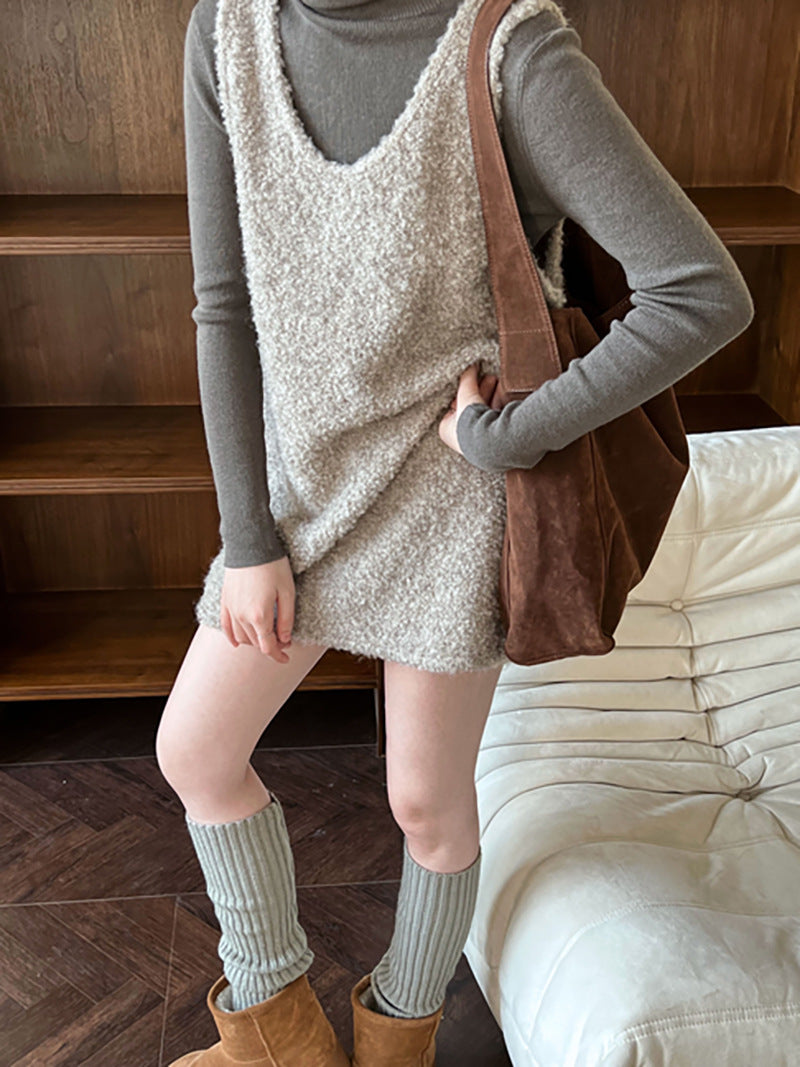 Layered Wool Knit Sweater Dress