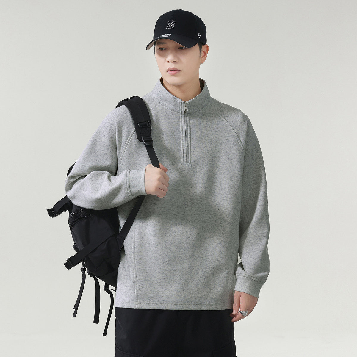 Stand Collar Casual Relaxed Men's Sweatshirt