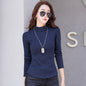 Solid color half zipper long sleeved women's slim fit top