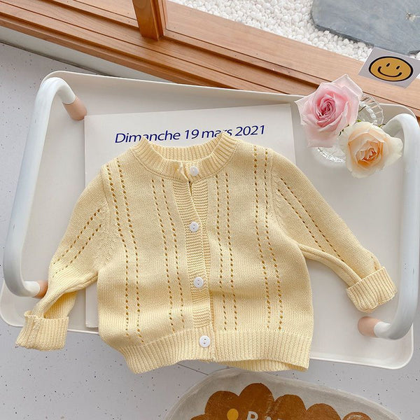 Candy Kids Full Sleeve Solid Knitted Outwear Coat Sweater - Stuffs & Savers