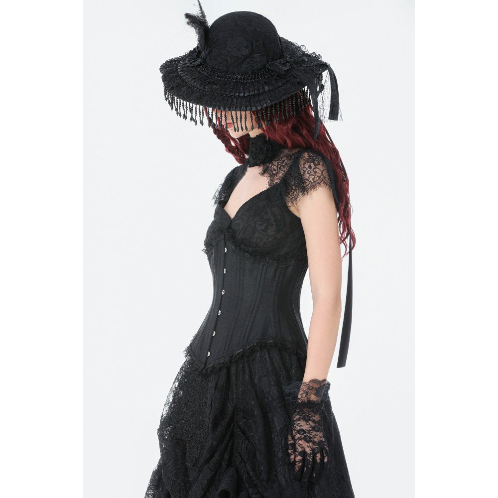 Corset long Talia Gothic Dark in Love avec baleines en métal