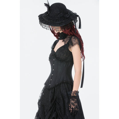 Corset long Talia Gothic Dark in Love avec baleines en métal