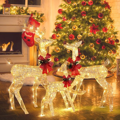 Golden Elk Family Courtyard Elk Decoration 3pcs122x54x38cm