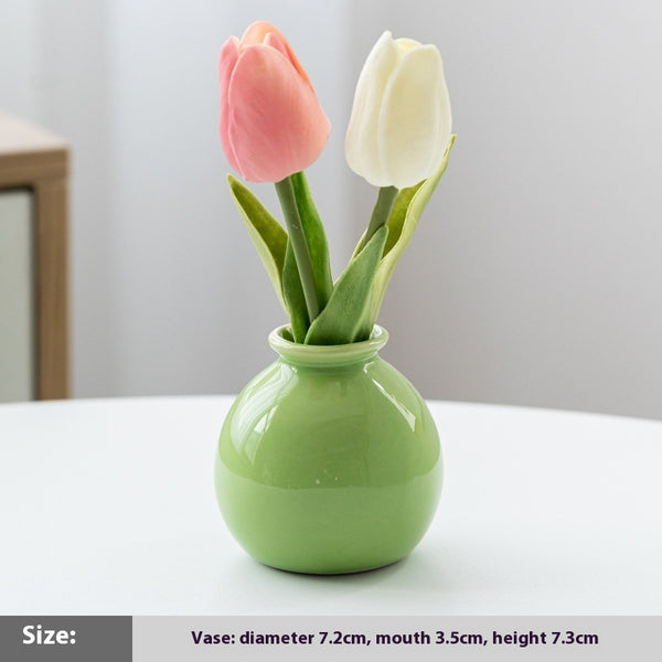 Wide-Mouth Ceramic Mini Vase
