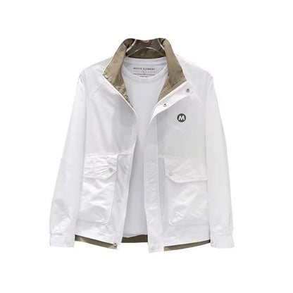 Color-Block Double Layer Stand Collar Short Jacket