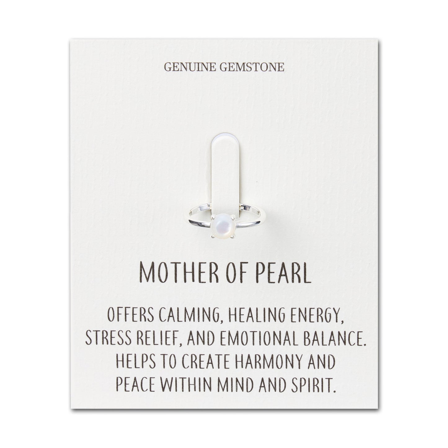 Mother of Pearl Adjustable Ring with Quote Card