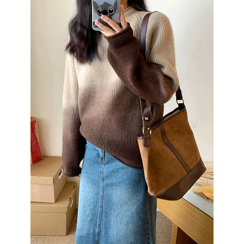 Gradient colored sweater for women