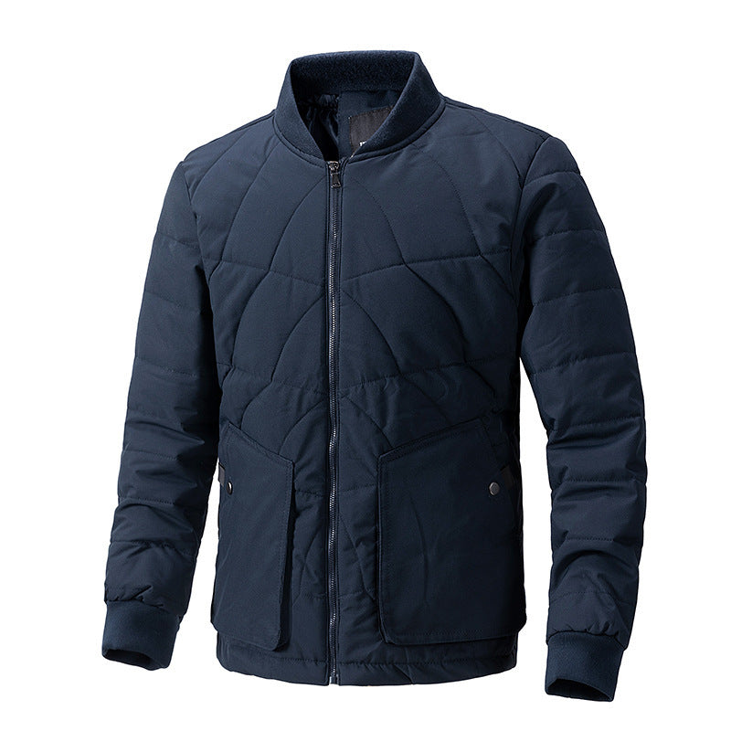 Stand Collar Plaid Cotton-padded Coat