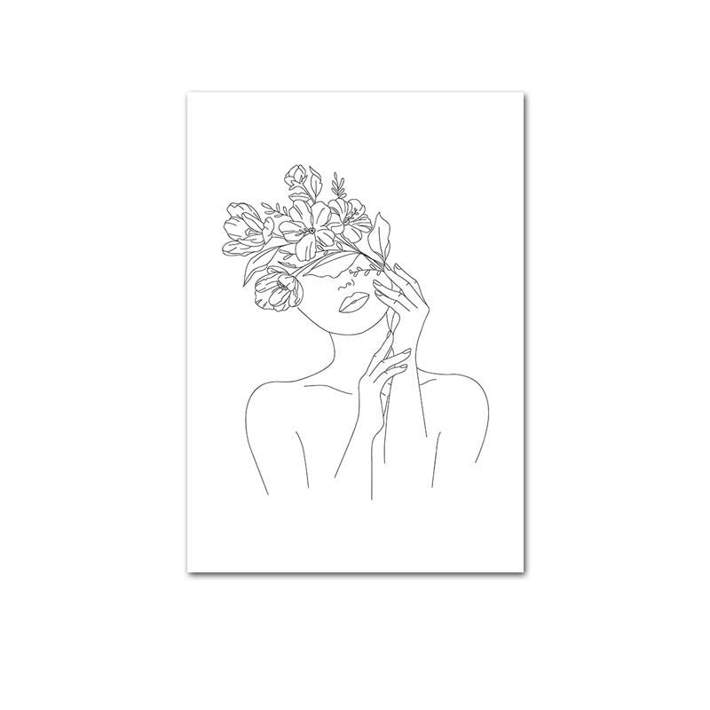 Abstract Botanical Canvas Drawing Style Home Decor