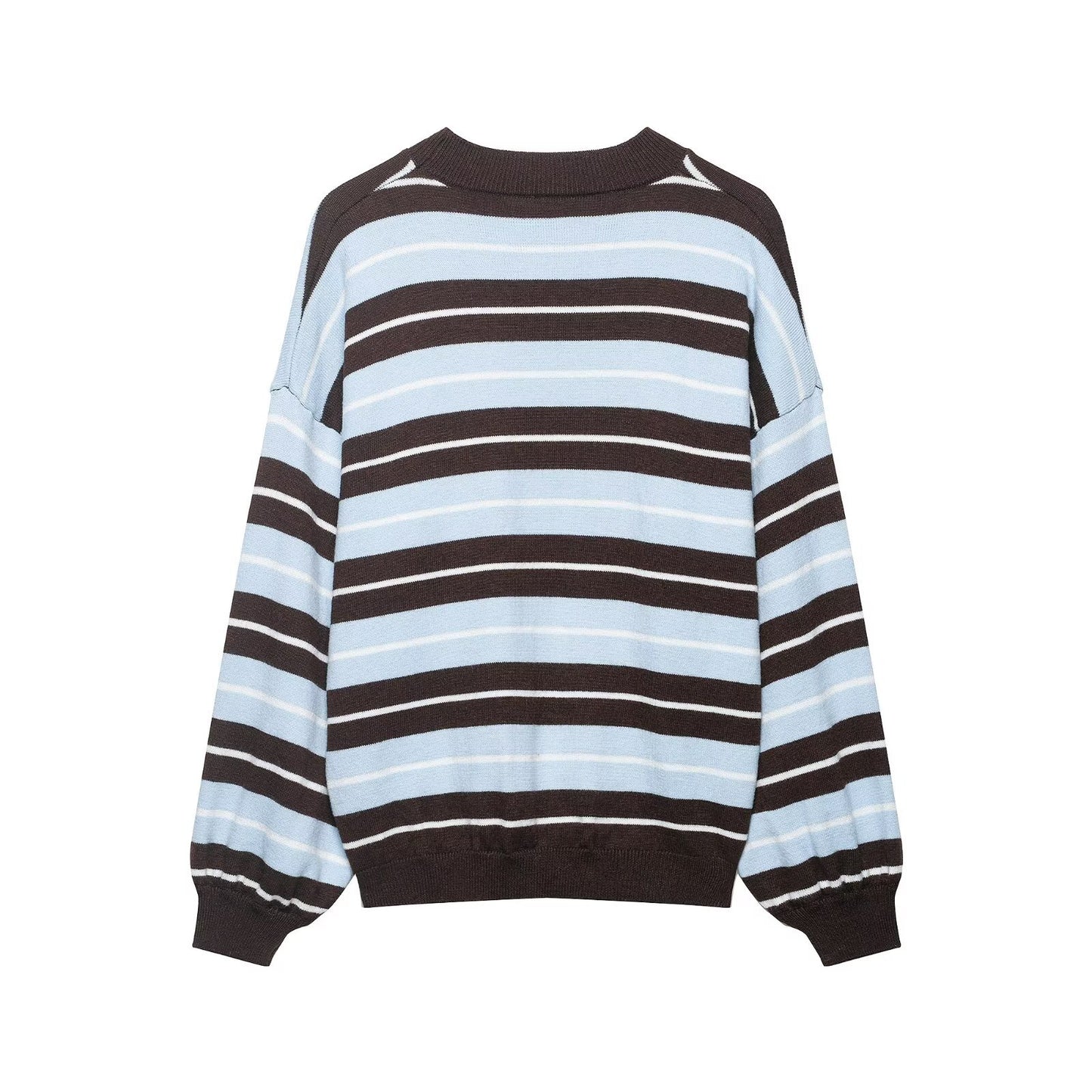 Hooded contrasting striped knitted sweater