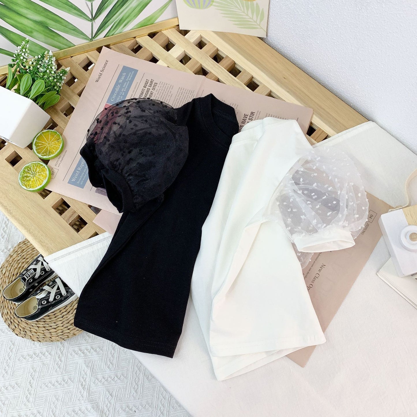 Children's Trumpet Sleeve Top Bottoming Shirt