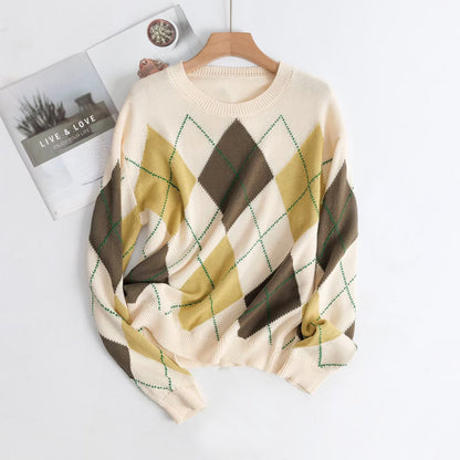 Style Round Neck Long Sleeve Knit Sweater for Women