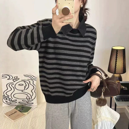 Striped collar sweater
