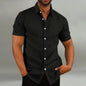 Chemise décontractée en coton et lin à manches courtes pour homme, coupe ample, style vintage