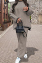Women's 2-Piece Knitted Co-Ord Lounge Set – Stitched Detail Sweater & Pants Outfit