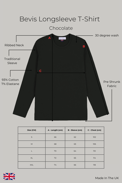 Bevis Long Sleeve Cotton T-shirt - Chocolate