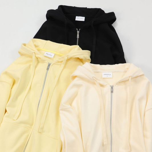 Loose Cotton Hooded Zipper Sweatshirt