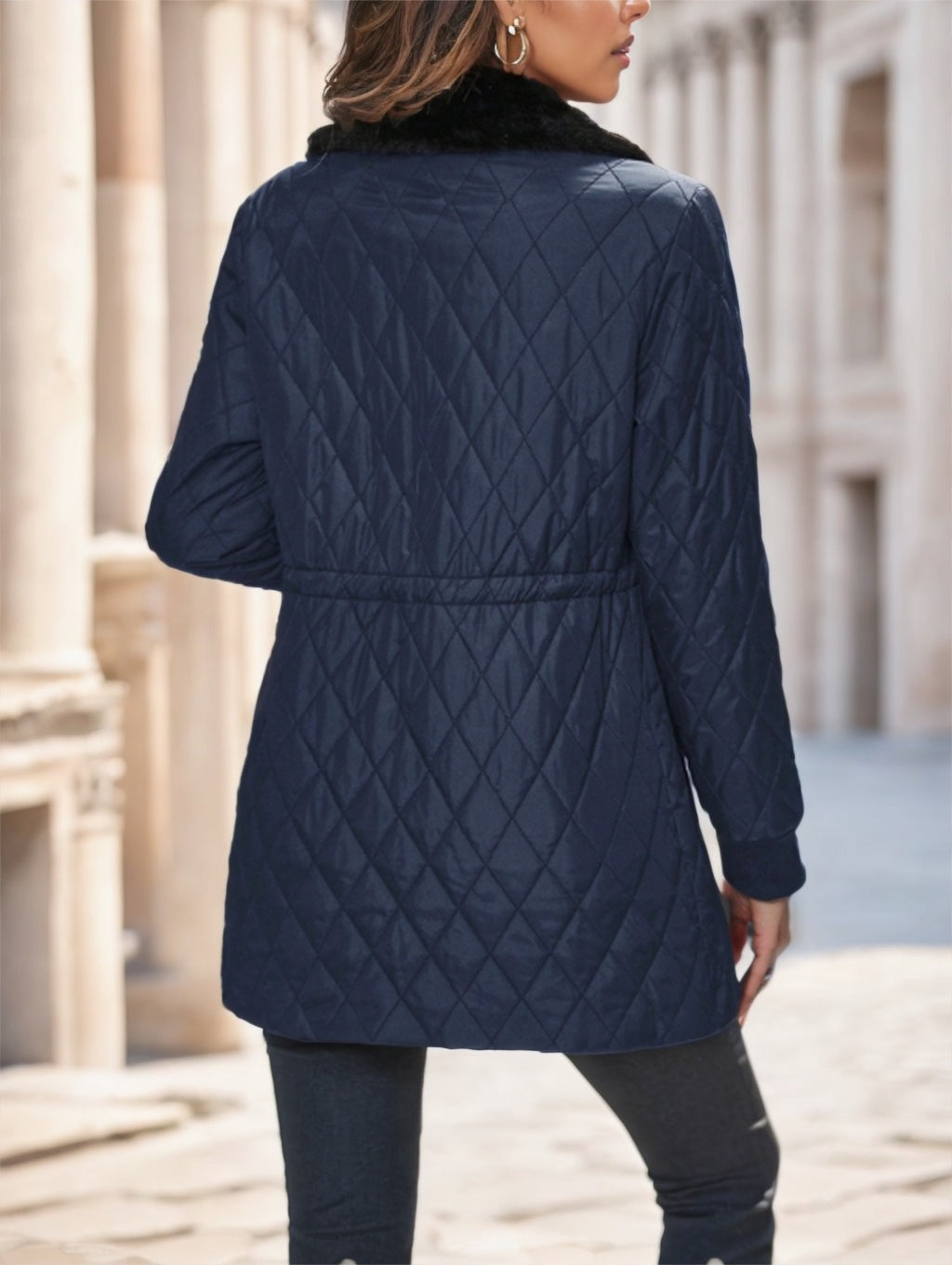 Drawstring Waist Padded Padded Coat