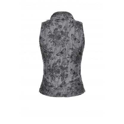 Dark in Love Shredded Butterfly Print Halter Goth Top In Grey