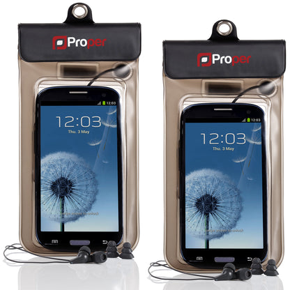 ProperAV Waterproof Case with Waterproof Earphones for Smartphones