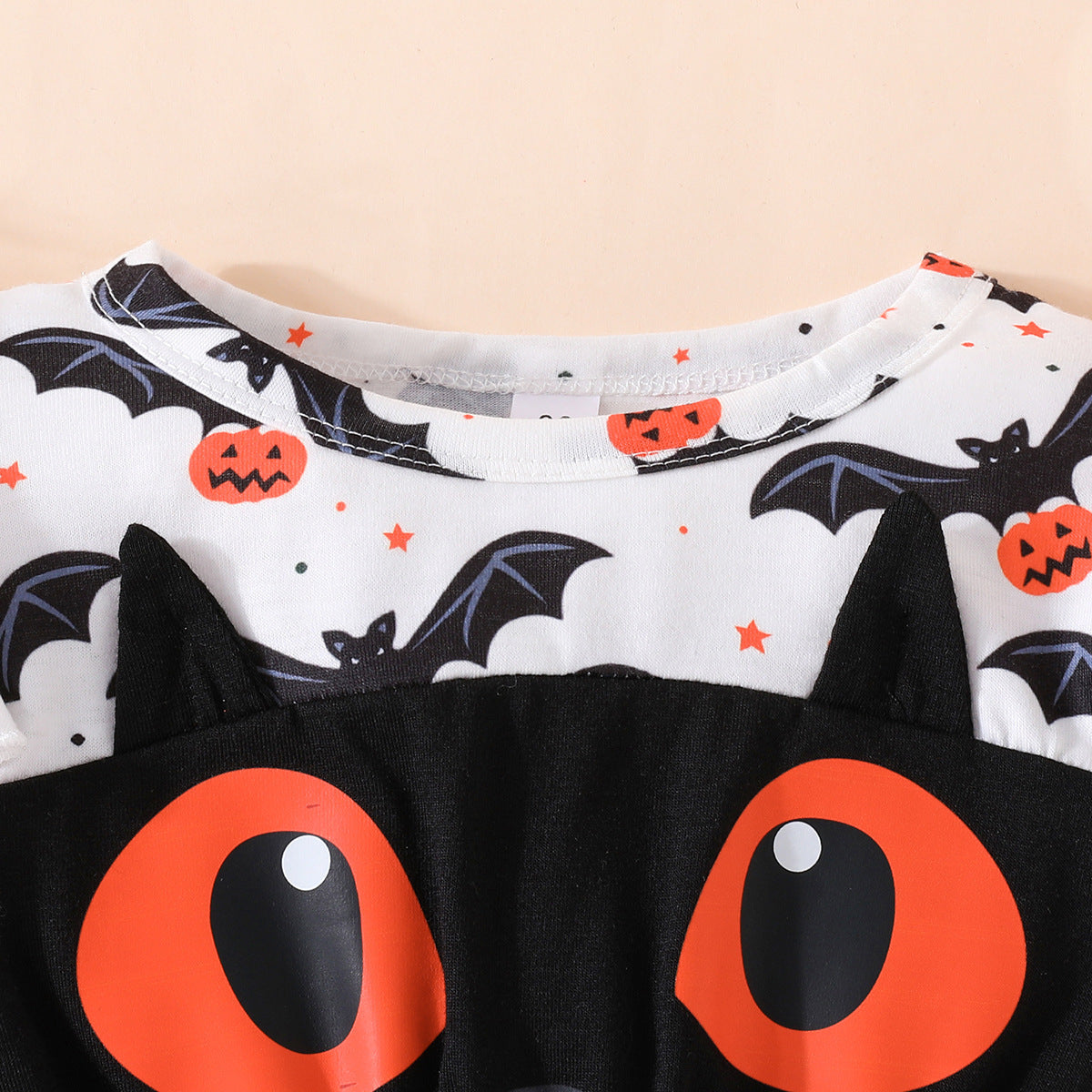 Halloween Girls' Bat Print Dress Long Sleeve Tulle Princess Dress Party Performance Outfit