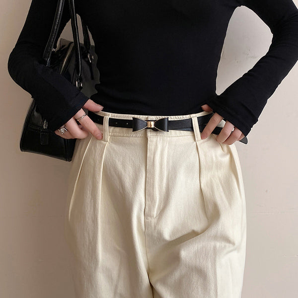 Ceinture fine coréenne à nœud pour femme, assortie à tout