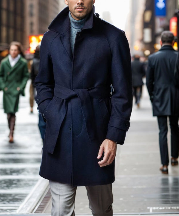 Manteau en laine à manches raglan pour homme