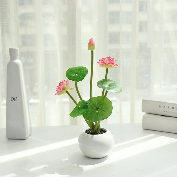 Mid-round Lotus Artificial Flower Bonsai - Stuffs & Savers