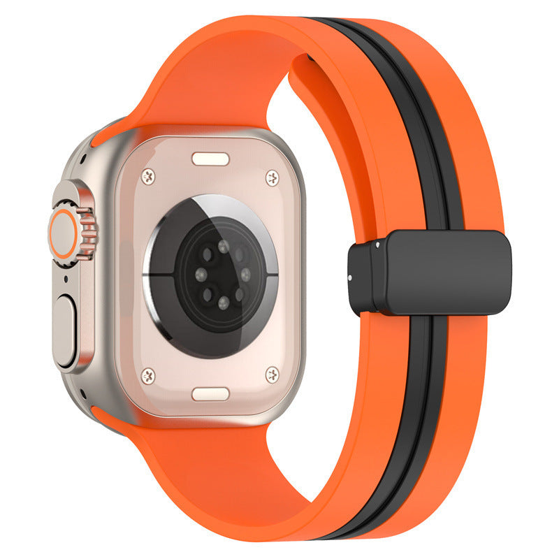 Magnetic Buckle Striped Two-tone