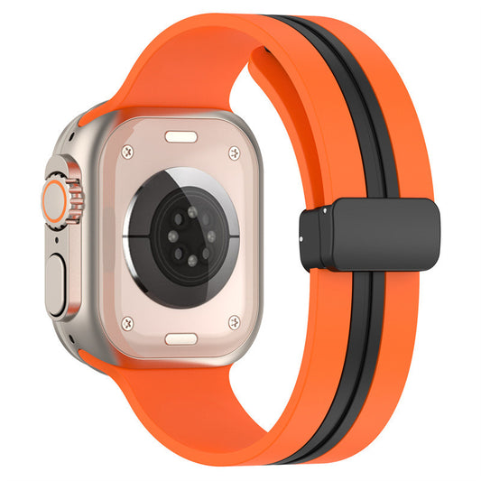 Magnetic Buckle Striped Two-tone