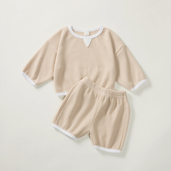 Kids Solid Color Top & Shorts Set