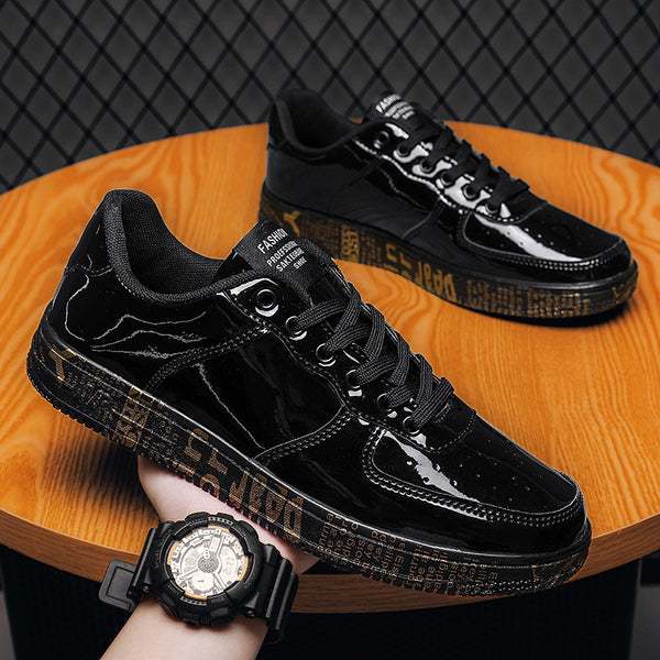 Men's Shiny Panel Lace-Up Sneakers