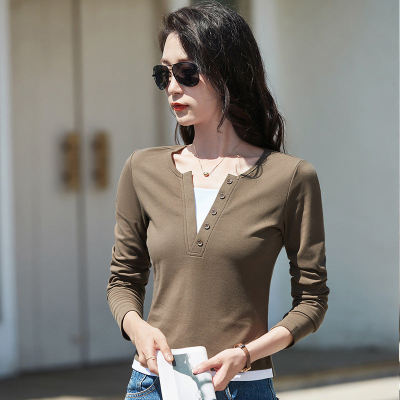 Slim fit round neck top - view 4
