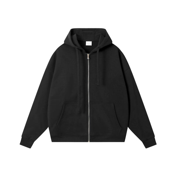 Loose Cotton Zip-Up Hoodie