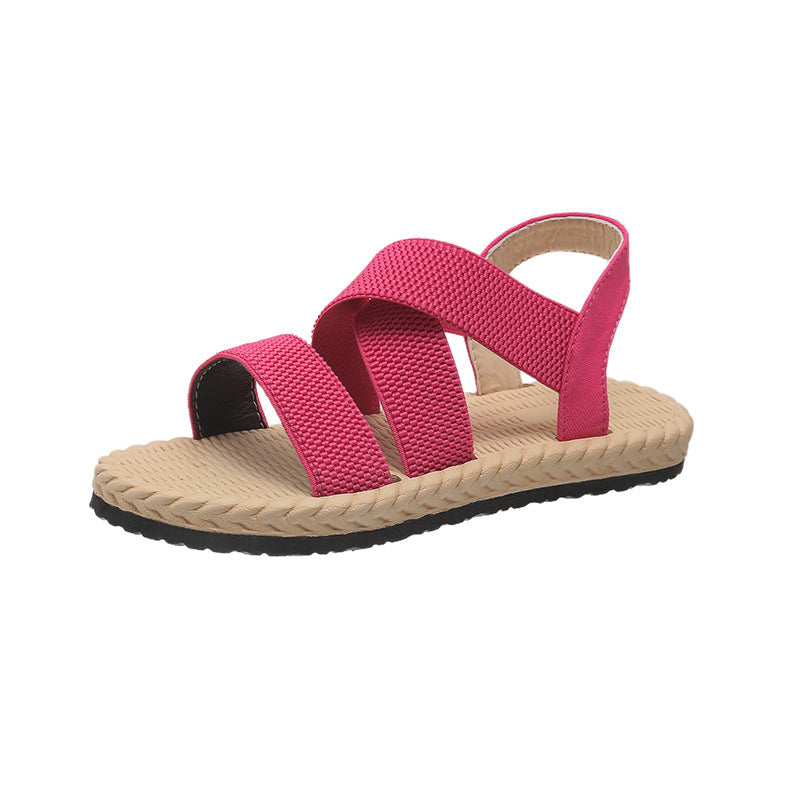 Chaussures Romaines Plates Étudiants Fond Souple Grande Taille Croisées