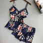 Printed V-neck pyjamas with suspenders
